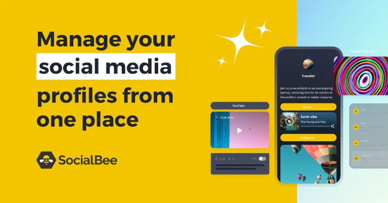 SocialBee Email Banner: Manage your sociall media profiles from one place