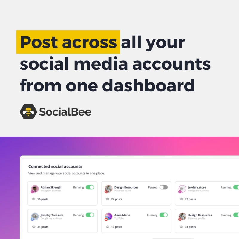 SocialBee Post Image: Post across all your social media accounts from one dashboard