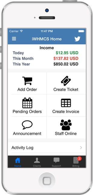 iWHMCS iPhone App - Support Tickets