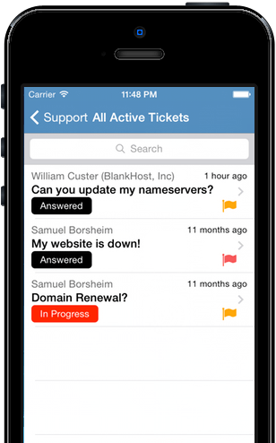 iWHMCS iPhone App - Support Tickets