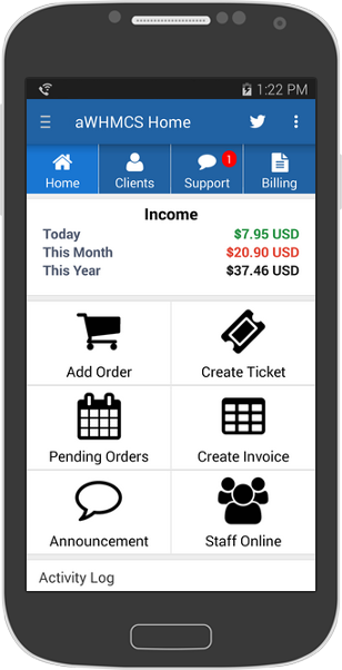 aWHMCS Mobile App