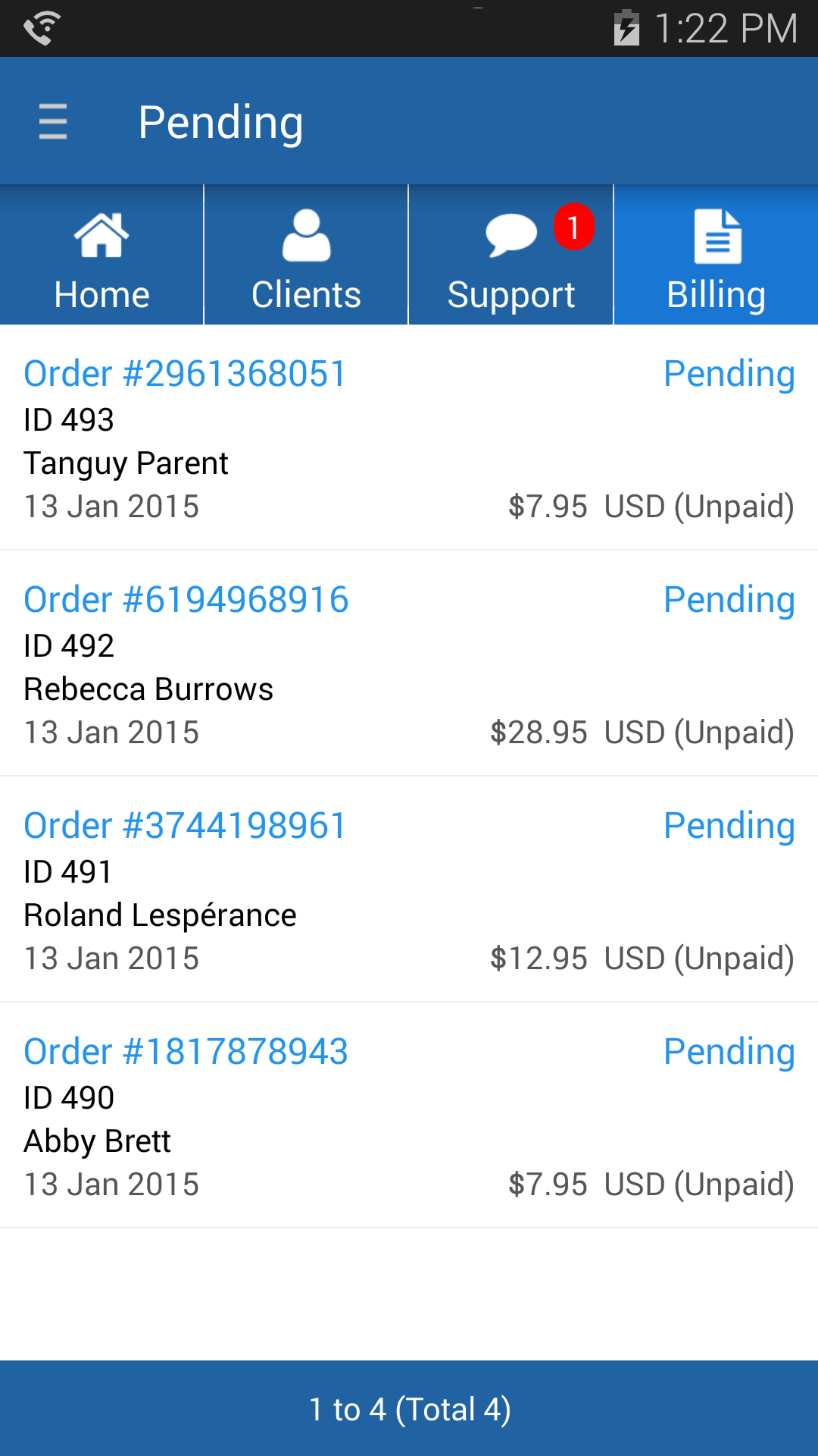 Pending Orders