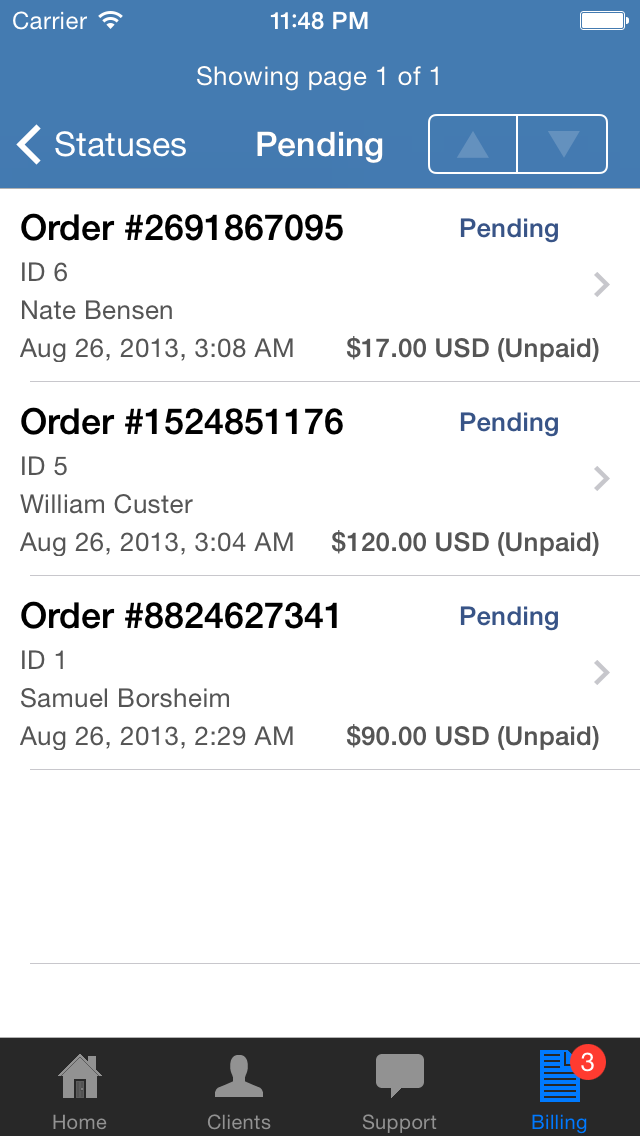 Pending Orders