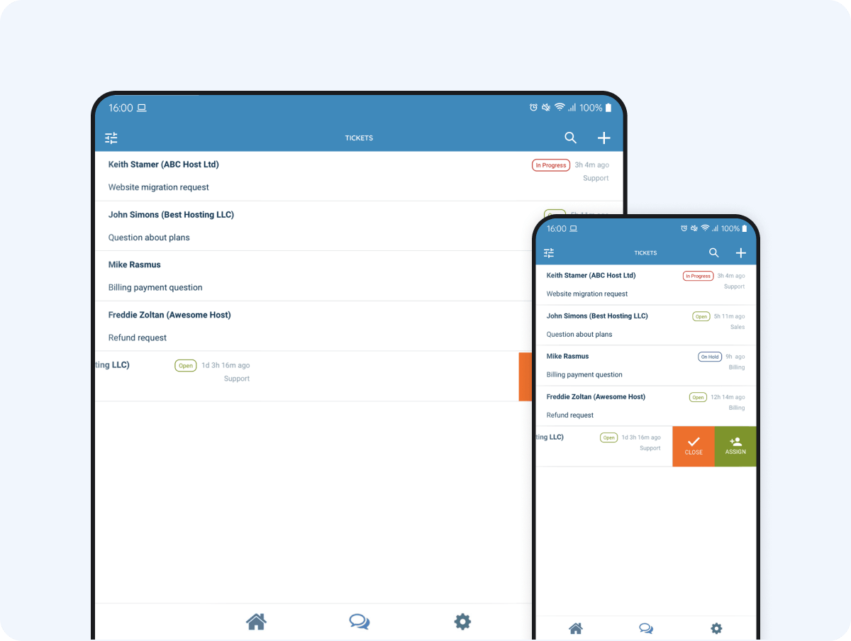 WHMCS Mobile App is compatible with Mobile and tablet
