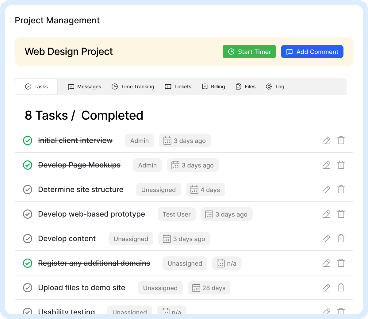 Project management - WHMCS