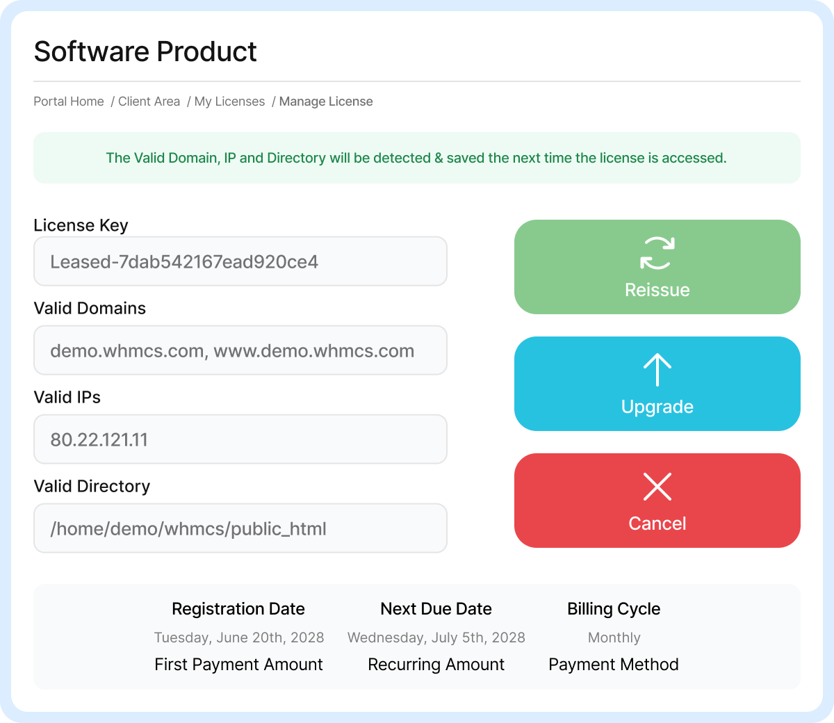 WHMCS software licensing