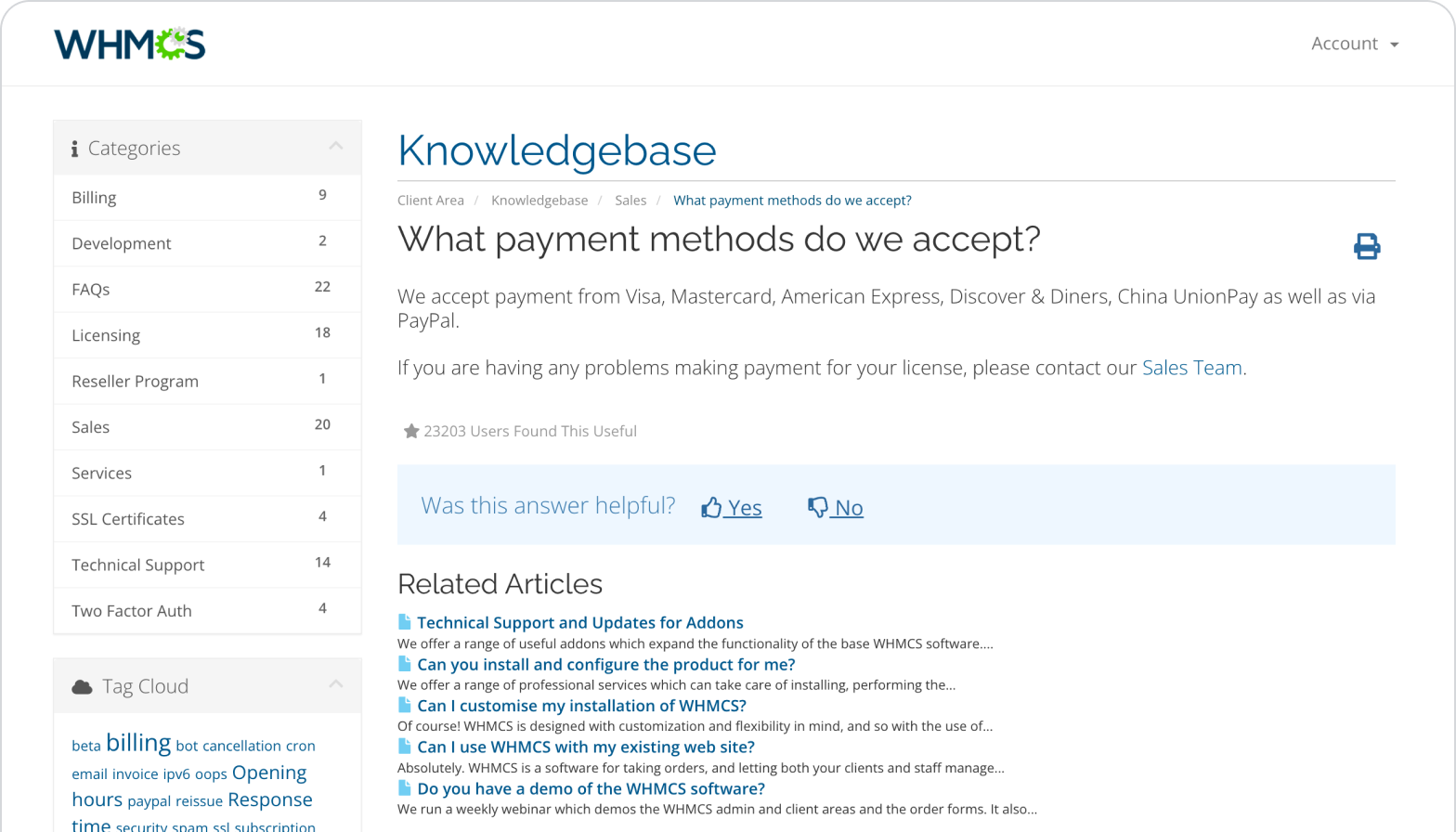 Knowledgebase WHMCS